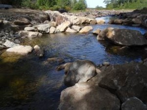 Rock and pools of the East Branch Lake outlet, Penobscot River