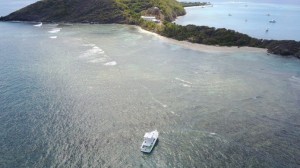 The boat Noemi del Mar ran aground near Palomino Island within the NOAA Habitat Focus Area of the Northeast Marine Corridor and Culebra Island. . (credit: Sea Tow)
