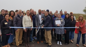 Ribbon-cutting to celebrate the re-opening of Wisconsin Point on September 20, 2019. Photo courtesy of the Superior Douglas County Area Chamber of Commerce.