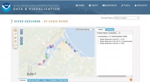 An example of DIVER query results for St. Louis River sediment chemistry data.