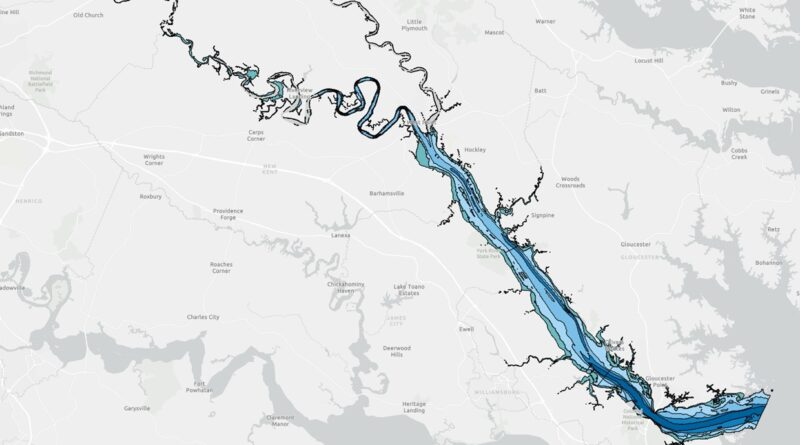 A map shows the different habitat areas in the York River, Virginia